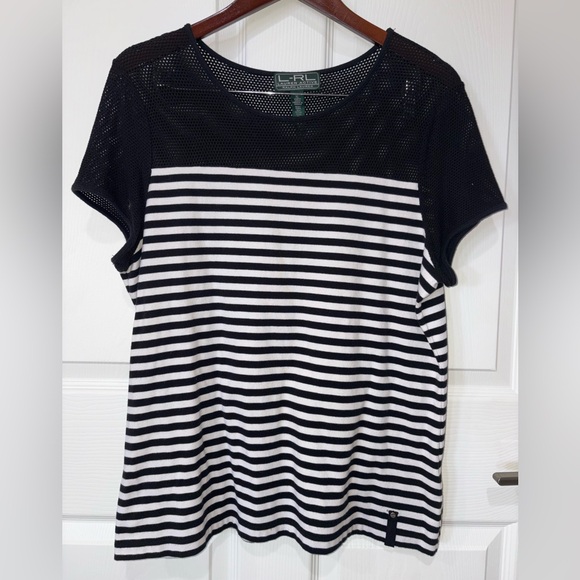 Lauren Active Ralph Lauren Tops - L-RL Lauren Active Ralph Lauren Mesh &Stripe Top XL made in Jordan